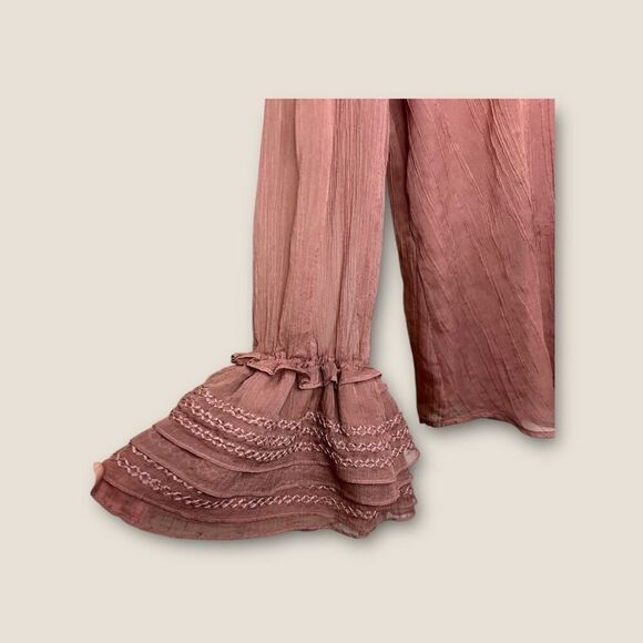 Stellah Dusty Pink/Rose Layered Semi-Sheer Exaggerated Sleeve Top Size Large - Picture 4 of 7